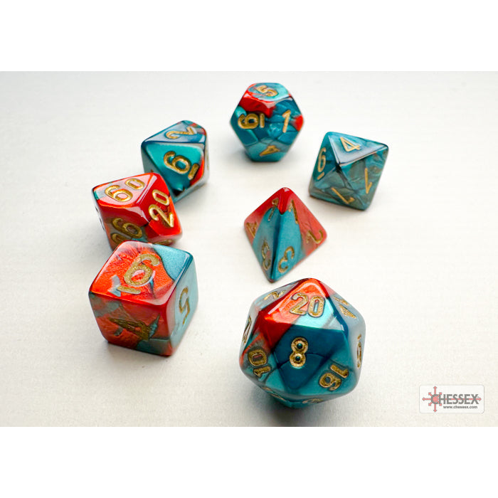 CHX 20662 Gemini Mini-hedral Red-Teal/gold 7-Die Set
