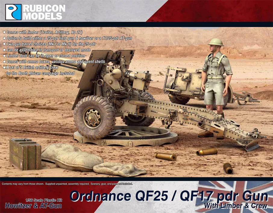 Rubicon Miniatures - Ordnance QF25 / QF17 pdr Gun With Limber & Crew