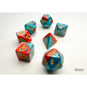 CHX 20662 Gemini Mini-hedral Red-Teal/gold 7-Die Set