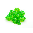 CHX 30062 Translucent Rad Green/white Polyhedral 7-Dice Set (with bonus die)