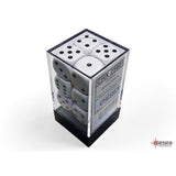 CHX 25601 Opaque White/black 16mm d6 Dice Block (12 dice)