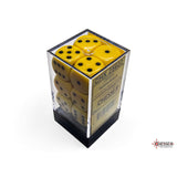 CHX 25602 Opaque Yellow/black 16mm d6 Dice Block (12 dice)