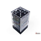 CHX 25608 Opaque Black/white 16mm d6 Dice Block (12 dice)