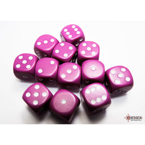 CHX 25627 Opaque Light Purple/white 16mm d6 Dice Block (12 dice)