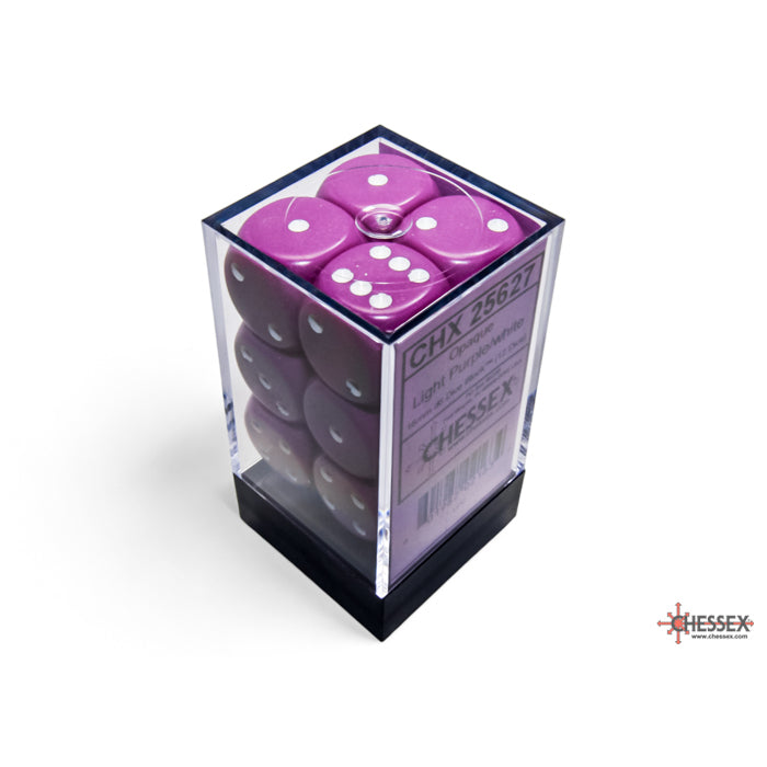 CHX 25627 Opaque Light Purple/white 16mm d6 Dice Block (12 dice)