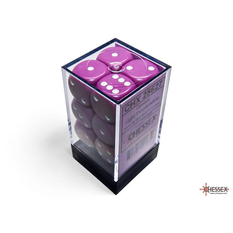 CHX 25627 Opaque Light Purple/white 16mm d6 Dice Block (12 dice)