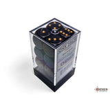 CHX 25628 Opaque Black/gold 16mm d6 Dice Block (12 dice)