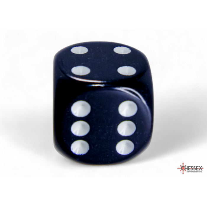 CHX 25608 Opaque Black/white 16mm d6 Dice Block (12 dice)