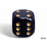 CHX 25628 Opaque Black/gold 16mm d6 Dice Block (12 dice)