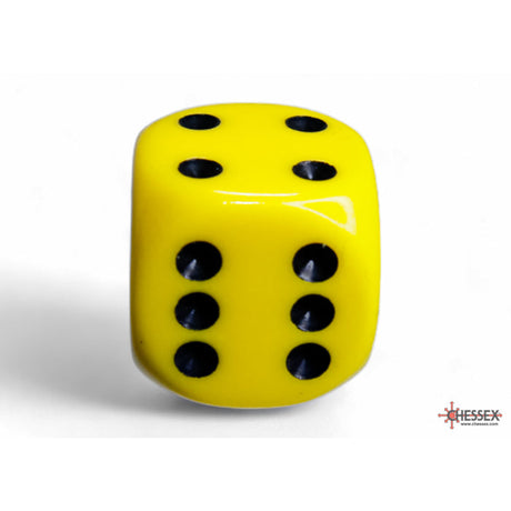 CHX 25602 Opaque Yellow/black 16mm d6 Dice Block (12 dice)