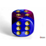 CHX 26628 Gemini Blue-Purple/gold 16mm d6 Dice Block (12 dice)