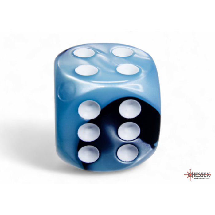 CHX 26646 Gemini Black-Shell/white 16mm d6 Dice Block (12 dice)