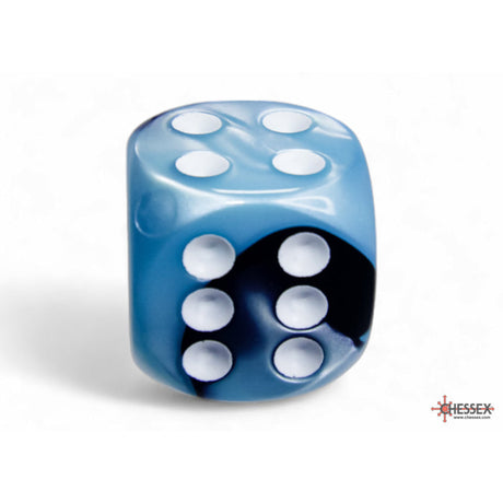 CHX 26646 Gemini Black-Shell/white 16mm d6 Dice Block (12 dice)