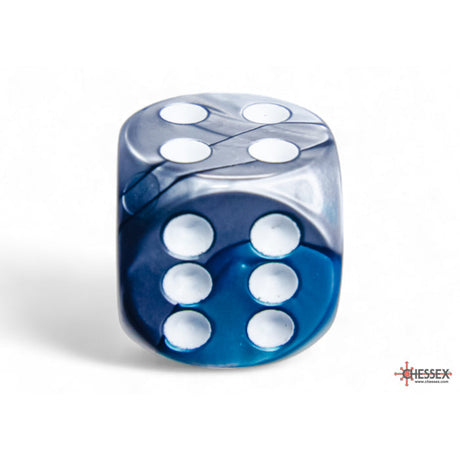 CHX 26656 Gemini Steel-Teal/white 16mm d6 Dice Block (12 dice)