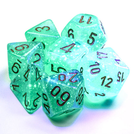 CHX 27575 Borealis Polyhedral Light Green/Gold Luminary 7-Die Set