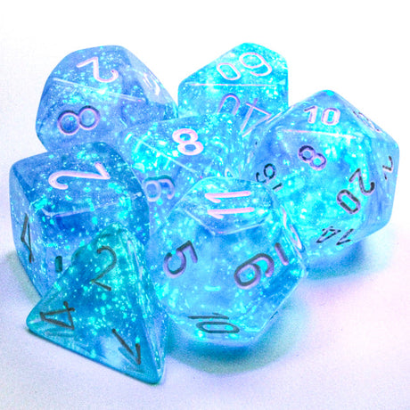 CHX 27586 Borealis Polyhedral Sky Blue/White Luminary 7-Die Set