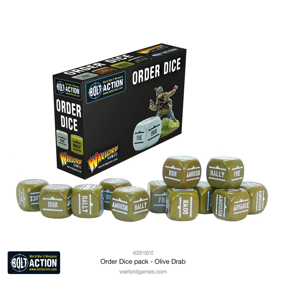 Bolt Action - Order Dice: Olive Drab