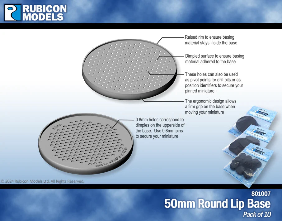 Rubicon Bases - 50mm Round Lip Base (10)