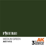 AK Interactive - 3 Gen Figures Acrylics - Medium Green 17ml