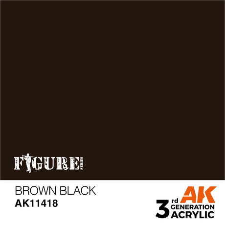 AK Interactive - 3 Gen Figures Acrylics - Brown Black  17ml