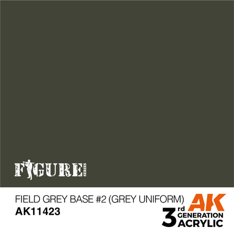 AK Interactive - 3 Gen Figures Acrylics - Field Grey Base #2 (Grey Uniform) 17ml