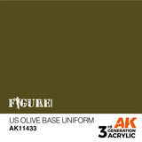 AK Interactive - 3 Gen Figures Acrylics - US Olive Base Uniform 17ml