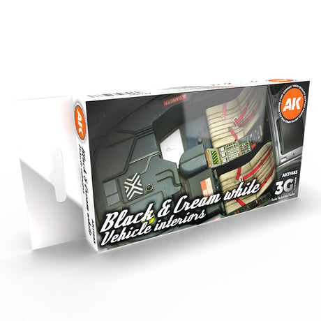 AK Interactive - 3 Gen Acrylics - Black Interior And Cream White 17ml