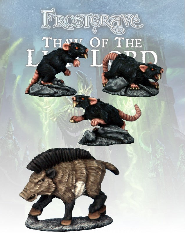 Frostgrave - Boar & Giant Rats (1 Boar, 3 Rats)