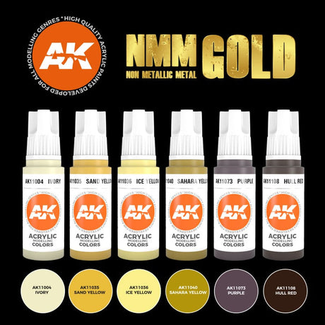 AK Interactive - 3 Gen Sets - Non Metallic Metal - Gold
