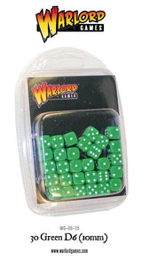 Warlord Games - D6 Dice: 30 Green D6 (10mm)